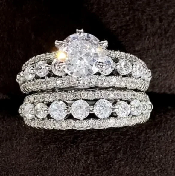 精美工艺女式订婚婚礼套装-水晶钻石 — 第 1/2 张图片