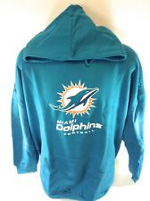 Mens Majestic NFL Miami Dolphins Aqua Blue Screen Print Football Pullover Hoodie