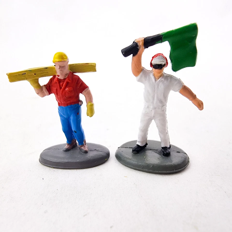 Micro Machines People Mini Figures Construction Worker 1995 & Flag Man 1996 - Image 1 of 4