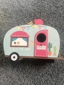 Camper Birdhouse Ice Cream Home Hanging Travel Trailer Wood Bird House NWOT - Picture 1 of 6