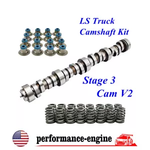For LS Truck Camshaft Kit Stage 3 Cam kit V2 Valve Springs Seals 4.8 5.3 6.0 6.2 - Foto 1 di 6