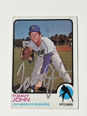 signed Tommy John 1973 Topps - Image 1 of 2