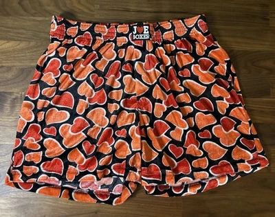 Vtg Joe Boxer Red Heart Boxer SHORTs Sz Sm Cupid Waist Super Soft Velour - Image 1 of 4