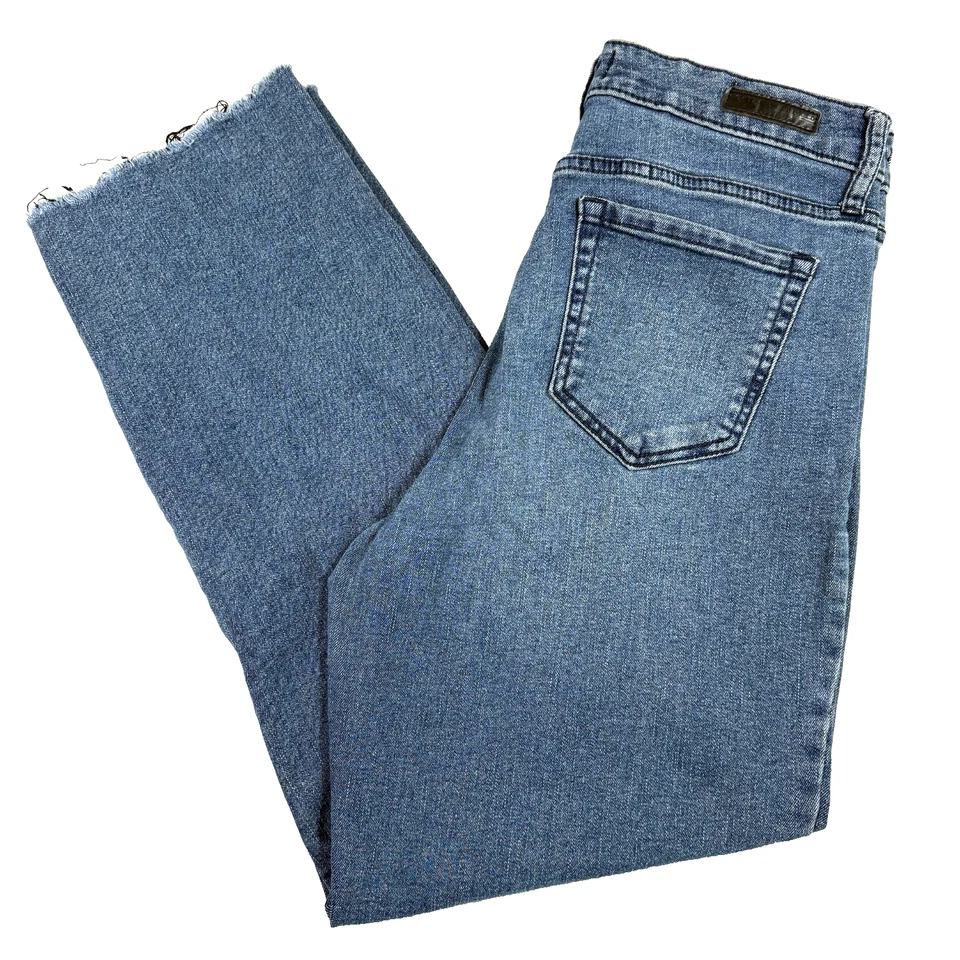 Pantalones de mezclilla rectos cortos de tiro alto Social Standard para mujer talla 8 azul Y2K grunge Foto 1 de 4