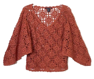 Boston Proper Häkel Kimono Pullover Damen Gr. M dunkelrose rosa Wollmischung Neu ohne Etikett - Bild 1 von 15