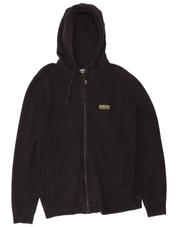 Suéter con Capucha BARBOUR Para Hombres Cremallera Grande Negro Algodón DC16 Foto 1 de 4