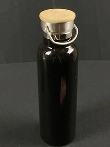 stainless steel water bottle 21 Ounces, Black, Wooden Screw Top - Picture 1 of 9