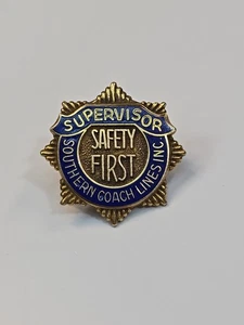Southern Coach Lines Supervisor Pin Safety First 1/10th 10K Gold Screw Back - Picture 1 of 5