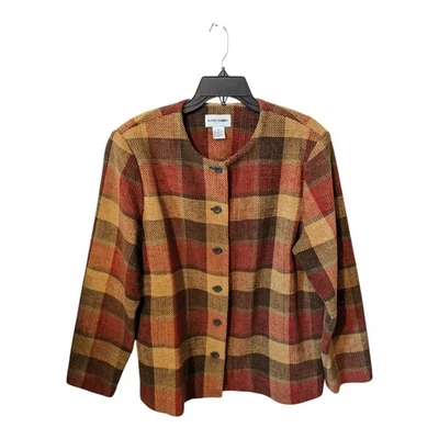 Chaqueta Blazer Alfred Dunner Para Mujer Talla 16 Rojo Tostado Cuadros Chenille Texturizada Carrera Foto 1 de 4