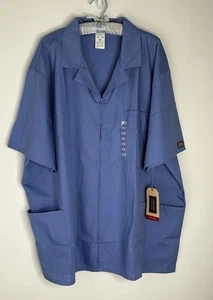 Cherokee Workwear Men’s 3XL Blue Zip Up Scrub Top Jacket 3 Pockets Collar NWT - Picture 1 of 6