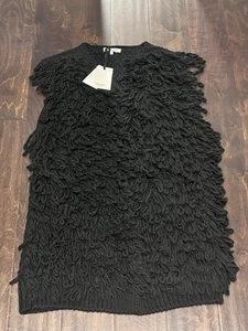 NWT Cocogio Vest Sweater Women’s SZ Med Wool Blend Fringe Knit Made in Italy - Picture 1 of 10