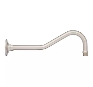 12" Contemporary Hook-Shaped Shower Arm with Welded Flange - Brushed Nickel - Picture 1 of 2