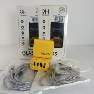I Phone 14 Pro Kit 2 Vetro Protezione Schermo 2 Blocchi di Ricarica,2 Cavi di Ricarica - Foto 1 di 7