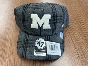 MICHIGAN WOLVERINES 47 WINDOWPANE PLAID CLEAN UP STRAPBACK HAT NCAA CAP NEW $40 - Picture 1 of 4