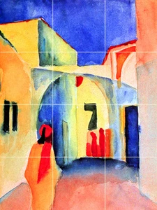 Art Street August Macke Wandbild Keramik Backsplash Badfliese #2055 - Bild 1 von 1