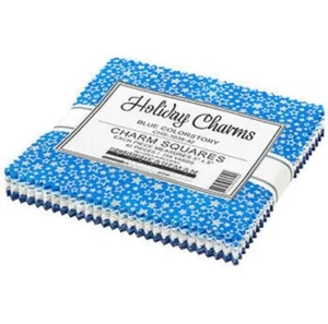 5" Charm Pack Holiday Charms Blue Colorstory Cotton Fabric Precuts M517.76 - Picture 1 of 2