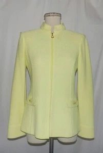 Chaqueta Blazer St John Collection Chartreuse Tejida Novedad Tejida Cremallera Frontal 4 - Imagen 1 de 6