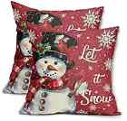 Christmas Let it Snow Pillow Covers 18x18 Set of 2 Snowman Bird 18x18 inch Red