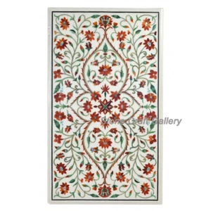 48" x 24" Marble Center Table Semi Precious Stone Pietra dura art floral Inlay - Picture 1 of 1