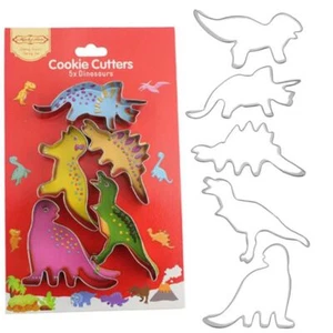 Set of 5 Large Dinosaur Cookie Cutters - Kids Biscuit Mould for Cake Decorating - Picture 1 of 1