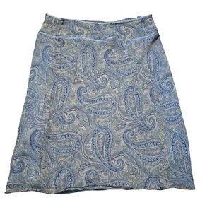 Vtg Y2K The Limited 100% Silk blue Paisley Knee Skirt Cottage Fairycore Festival - Picture 1 of 9