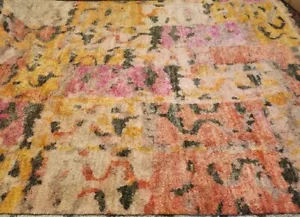 Beautiful SILK! 8×10 Handmade Boho Pink/Orange Fringe Area Rug - Picture 1 of 5