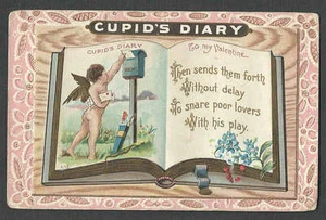 DATED 1910 PPC VINTAGE VALENTINE W/CUPID EMBOSSED POSTED - Imagen 1 de 1