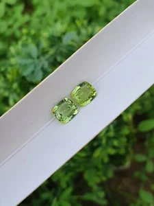 Peridot Pair Natural Cushion Shape Loose Faceted Untreated From Pakistan - Picture 1 of 5
