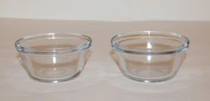 2 cuencos de vidrio transparente de 6 onzas Anchor Hocking de colección / uno tiene sello doble raro - Imagen 1 de 9