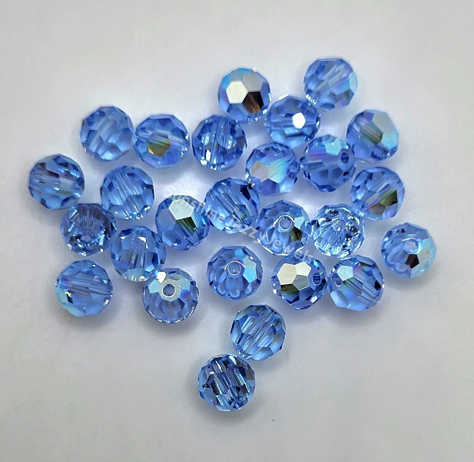 Swarovski Crystal Light Sapphire AB Round 5000 Beads; 4mm, 6mm, 7mm, 8mm - Image 1 of 1