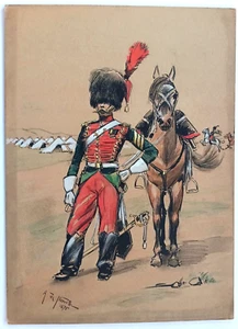 A Cavalry Officer - French Artist Alphonse de Neuville ORIGINAL 1875 Ink Drawing - Picture 1 of 1