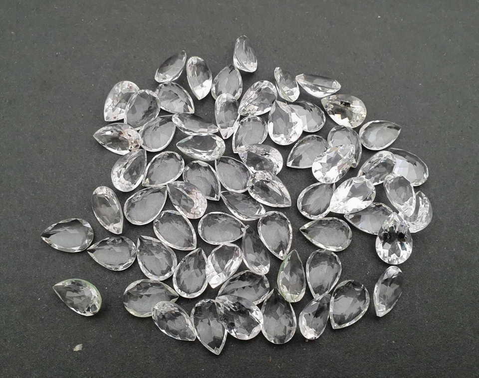 Lote de 20 piedras preciosas sueltas de cuarzo de cristal de roca natural corte pera 10*15 mm 100 CT Foto 1 de 3