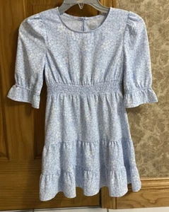 Wonder Nation Floral Girls Dress- Light Blue/White- Size S (6/6X) - Picture 1 of 5