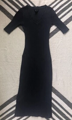 FADED Frenchi 黑色罗纹毛衣 V 领迷笛连衣裙 XS Nordstrom — 第 1/4 张图片