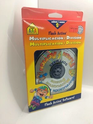 Software PC School Zone Flash Action Multiplication Division Age 8+ NEW - Image 1 of 2
