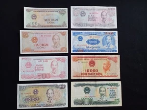 VIETNAM 100, 200, 500, 1000, 2000, 5000, 10000, 50000 DONG Banknotes -Circulated - Picture 1 of 2