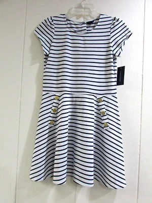 Tommy Hilfiger Girls Dress Size XL (16) Blue/White Stripe Knit NWT - Image 1 of 4