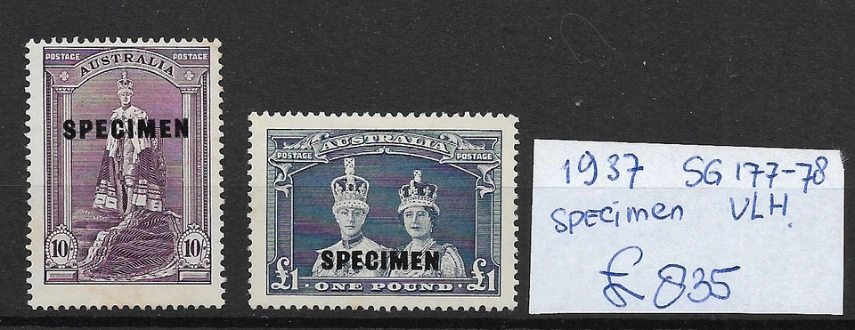 AUSTRALIA @ 1937 SG 177-78 MLH ESPÉCIMEN £835 EN MUY BUEN ESTADO Buen precio @Aus.322 Foto 1 de 1