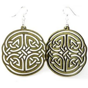 Green Tree Wooden Irish Design Earrings - Picture 1 of 1
