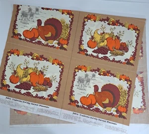 Fabric Traditions Thanksgiving Holiday Harvest 8 Placemats Panel Cut & Sew - Picture 1 of 13