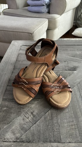 Nuovo! Sandali da donna Clarks Collections Roseville Cove marrone chiaro in pelle taglia 8