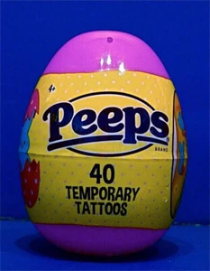 NEW PEEPS 40 TEMPORARY TATTOOS IN PURPLE PLASTIC EGG EASTER BASKET STUFFER - Picture 1 of 1
