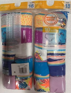 20PCS Wonder Nation Girls Cotton Brief Underwear, 10-Pack, Sizes 18 & Plus - Picture 1 of 2