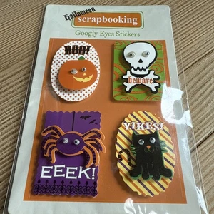 Halloween 3D Aufkleber Spinne Katze Totenkopf Jack-O-Lantern Google Eyes 1 versiegelte Packung - Bild 1 von 3