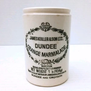 Vintage James Keller & Sons Dundee Orange Marmelade Eisenstein Glas Topf 1 Pfund - Bild 1 von 15