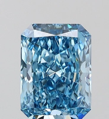 Fancy Vivid Blue Radiant 1.55 Cts VS2 Lab Grown CVD Diamond With Free Shipping - Image 1 of 4
