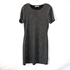 Reformation Damen Gr. Large Amina Kleid Schwarz Zinn Glitzer Mini Metallic Dress - Bild 1 von 8