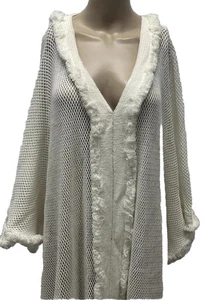Country Road White Long Mesh Kaftan One Size Beach Holiday Wear - Picture 1 of 8
