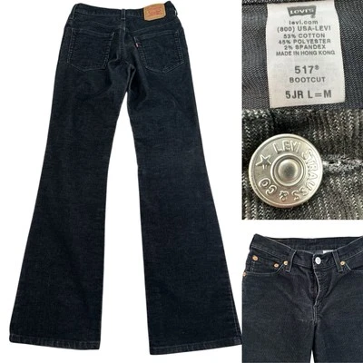 Pantalones de pana negros Levi’s 517 hechos en Hong Kong de colección talla 5 JR L=M corte bota difícil de encontrar Foto 1 de 4