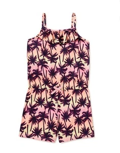WONDER NATION Girls XXL (18) Sleeveless Knit Printed Ruffle Romper • Palm Trees - Picture 1 of 5